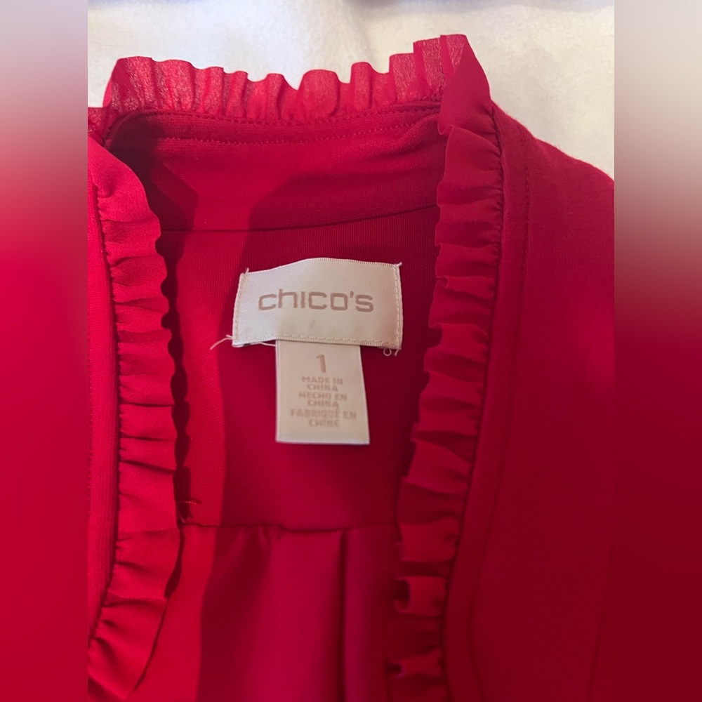 Chico’s Red Ruffle Blazer Jacket - Picture 8 of 8